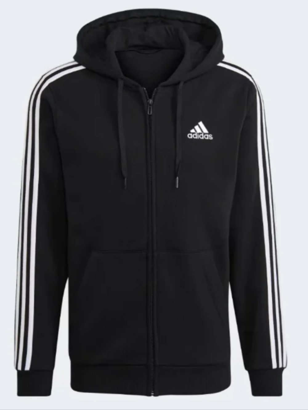 🆕 Men's SIZE L Adidas Black Full Zip Fleece Hoodie